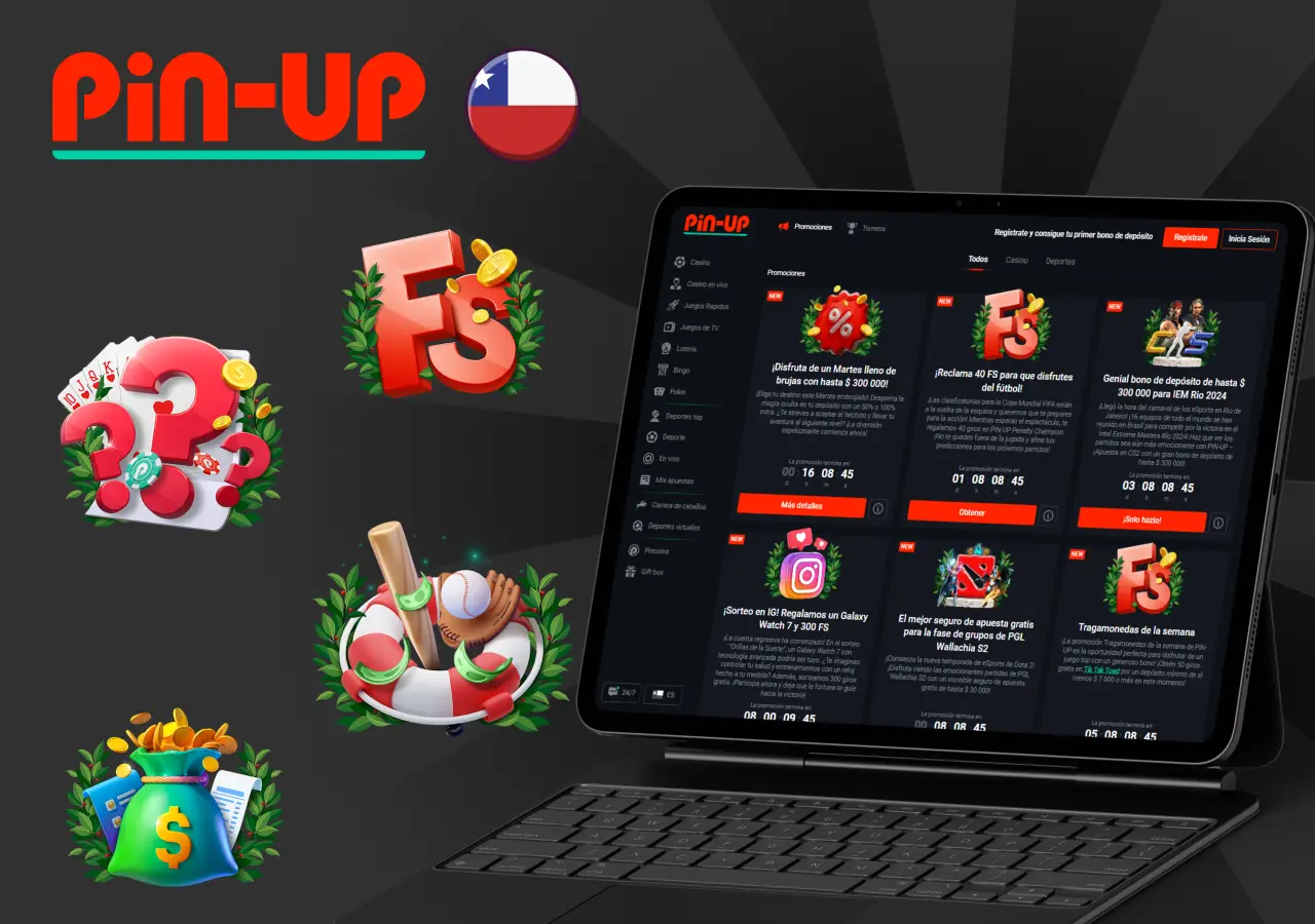 Ofertas de promociones y giros gratis en la sección de promociones